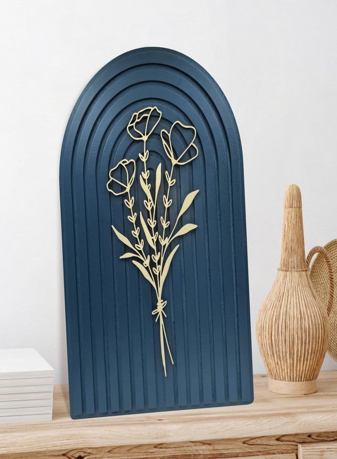 Teeloray Boho Wall Decor Wooden Arch Floral Mid Century Modern Shelf Decor Aesthetic Bohemian Art Wall Hanging Decor with 3D Hollow Craft Minimalist Wall Art for Bookshelf Living Room Bedroom - Image 1